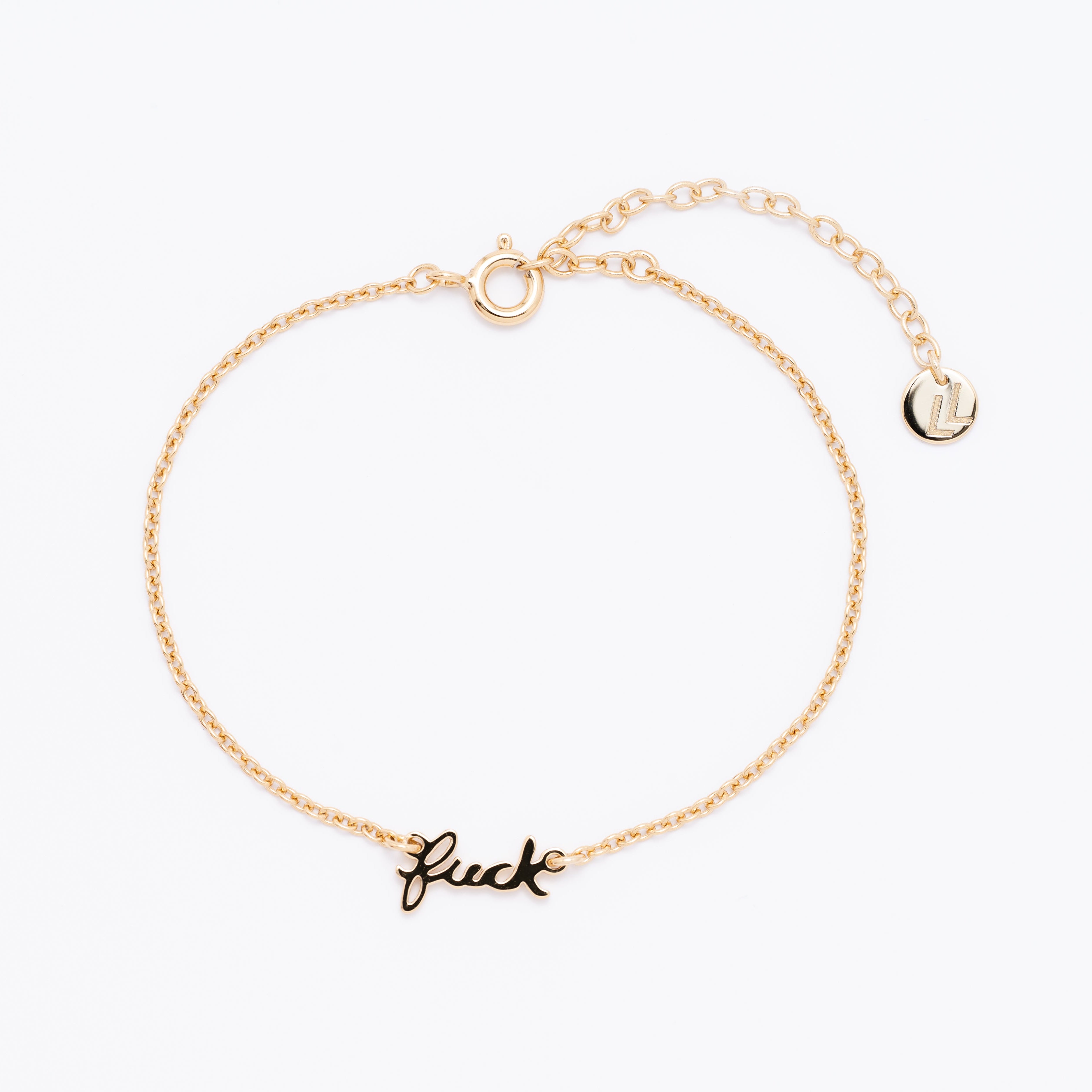 Fuck Script Bracelet | Gold or Silver Swear Jewelry | Larissa Loden