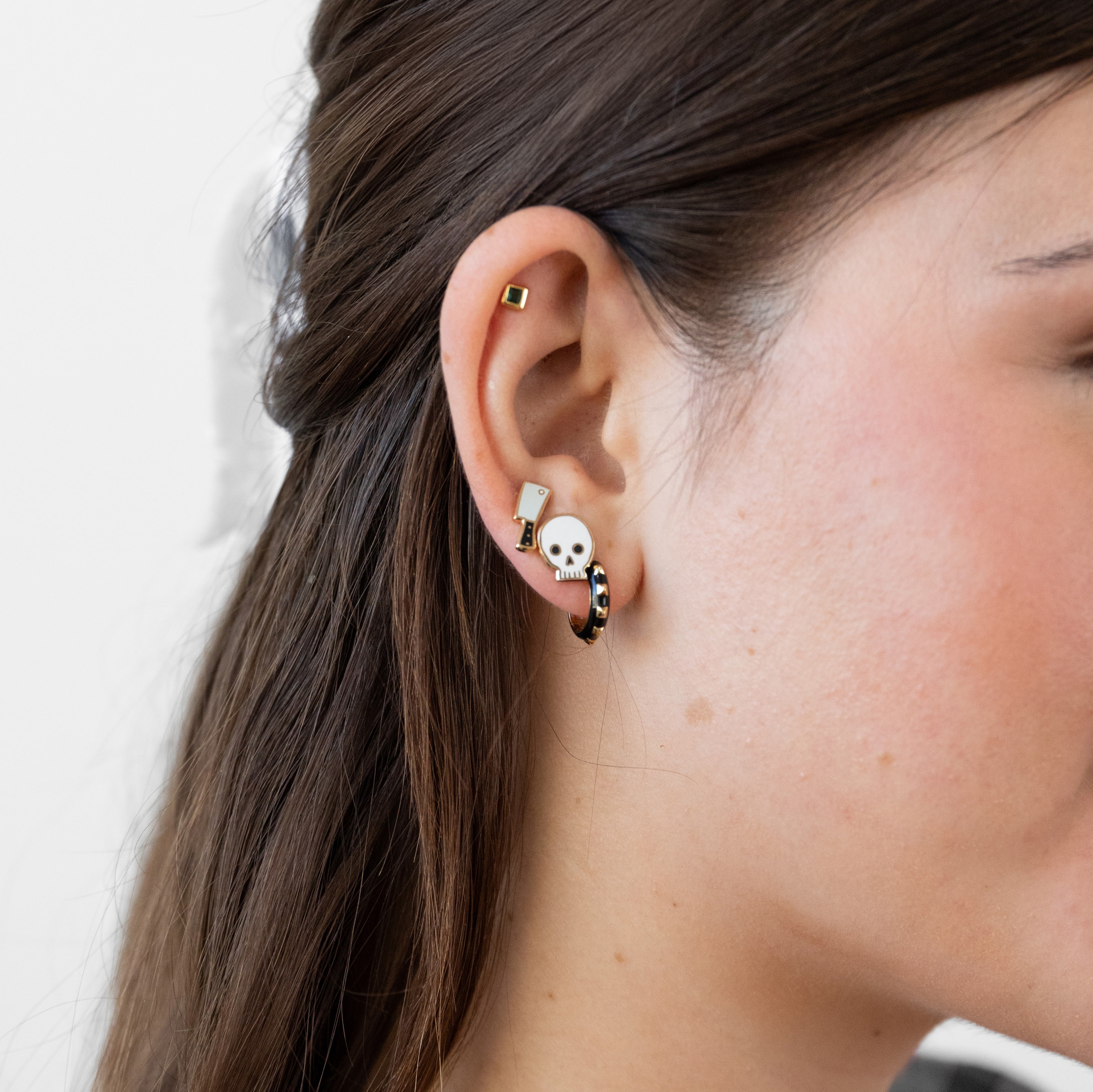 Stud Enamel Huggies | Edgy Everyday Earrings | Larissa Loden