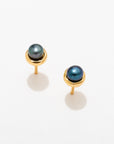 Black Pearl Bezel Studs