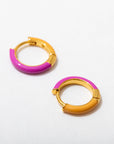 Pink/Orange Two Tone Enamel Huggie Hoops