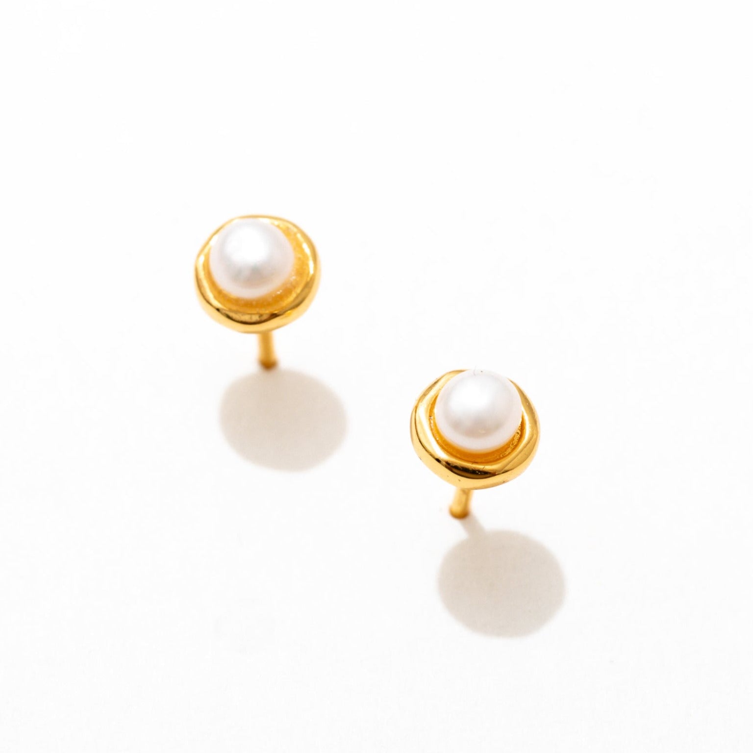 Pearl Bezel Studs | Freshwater Pearl Jewelry | Larissa Loden