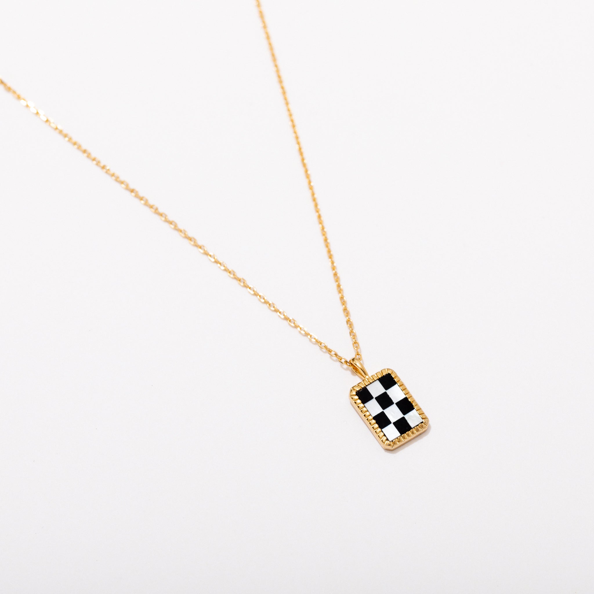Checker Necklace | Black & White Pendant | Larissa Loden