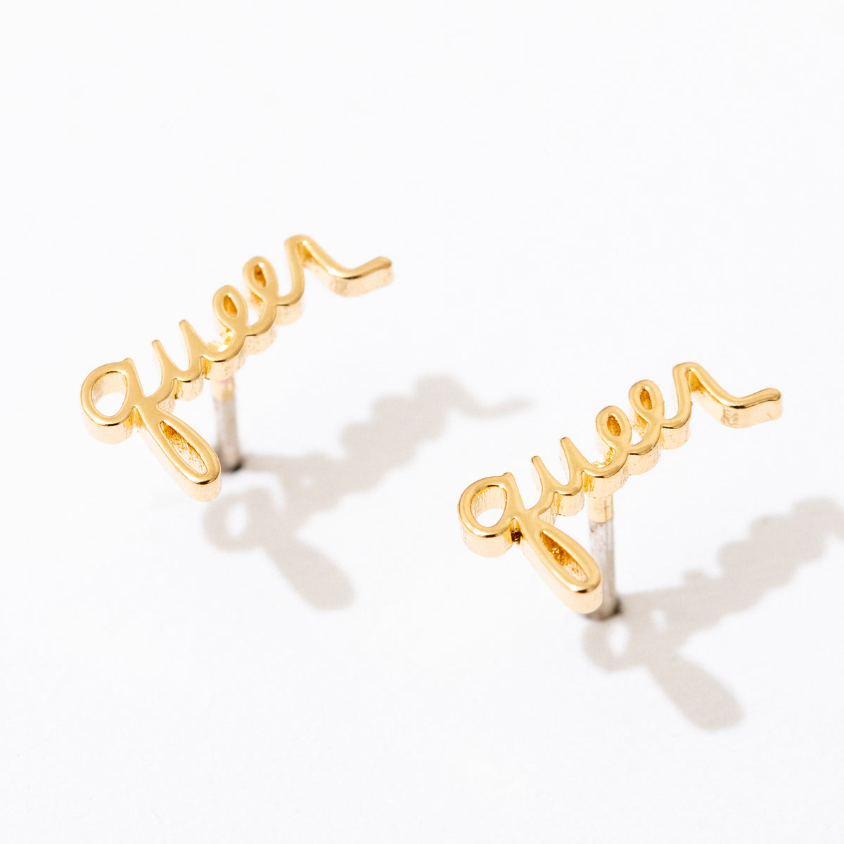 Buy Queer AF Large Round Brass Stud Earrings