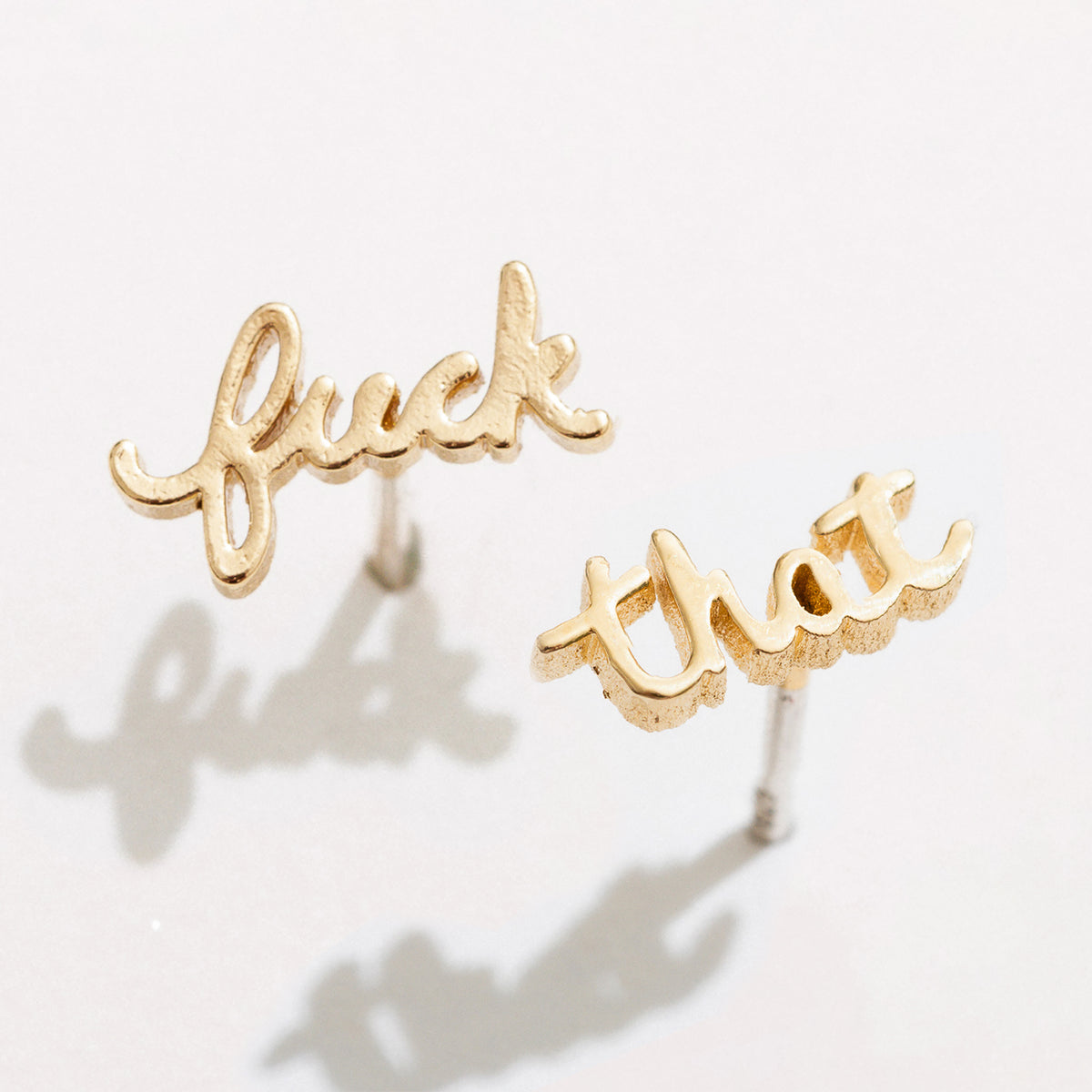 Fuck Studs, Gold Plated Sterling Silver Stud Earrings