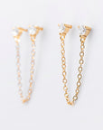 Double CZ Chain Studs