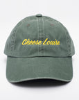 Green cap with 'Cheese Louise' text on a white background