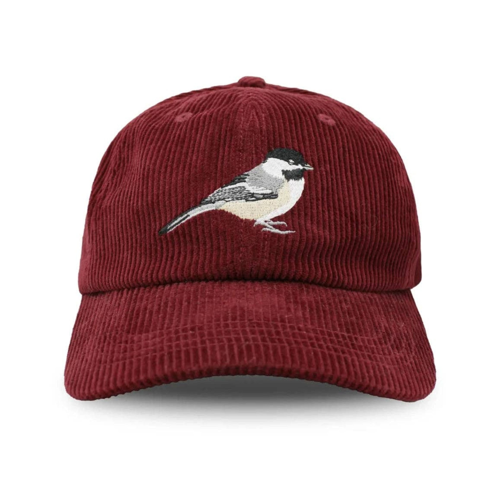 Chickadee Corduroy Hat in Burgundy | Adjustable Unisex Cap  display picture 1