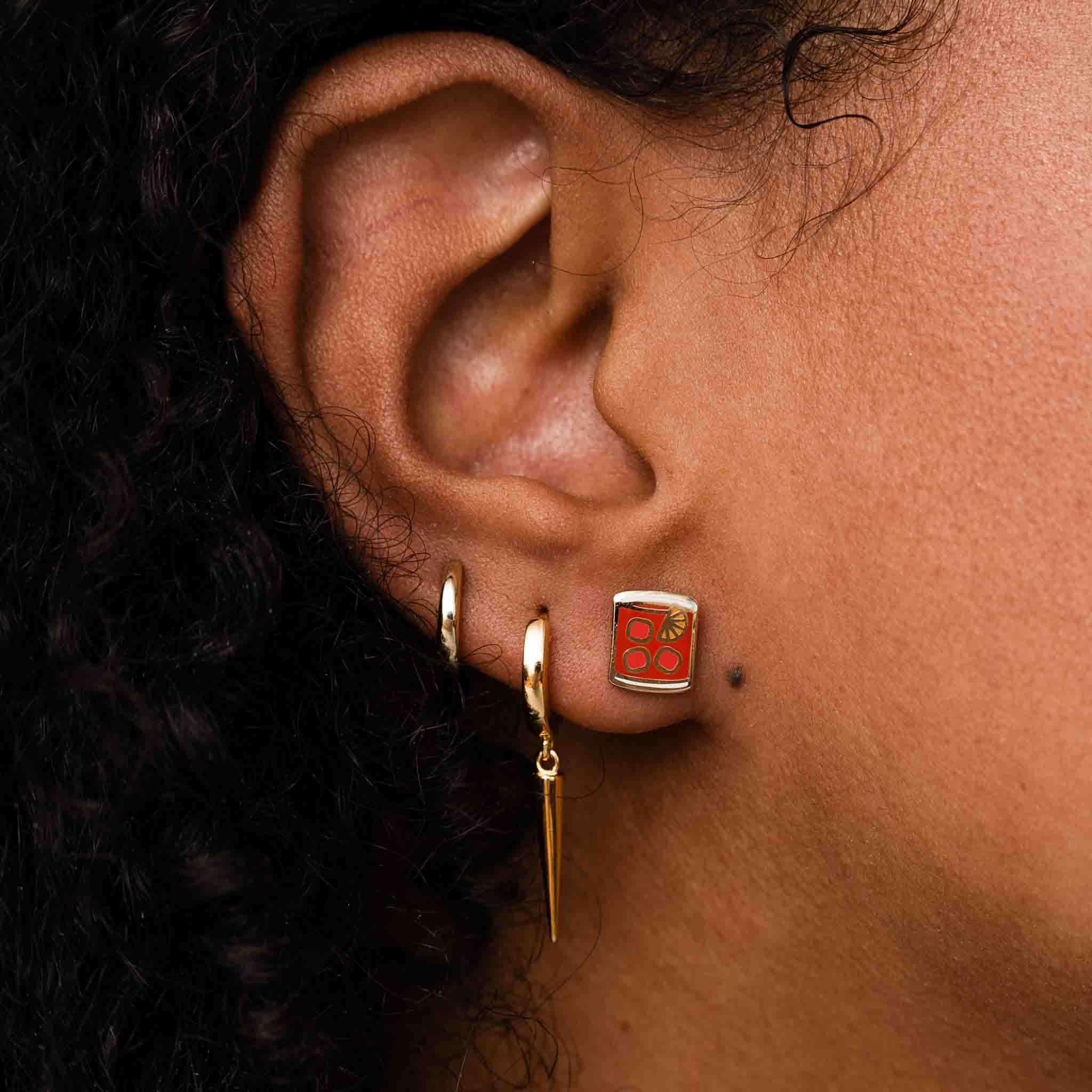 Negroni Studs | Death & Co Cocktail Earrings | Larissa Loden x
