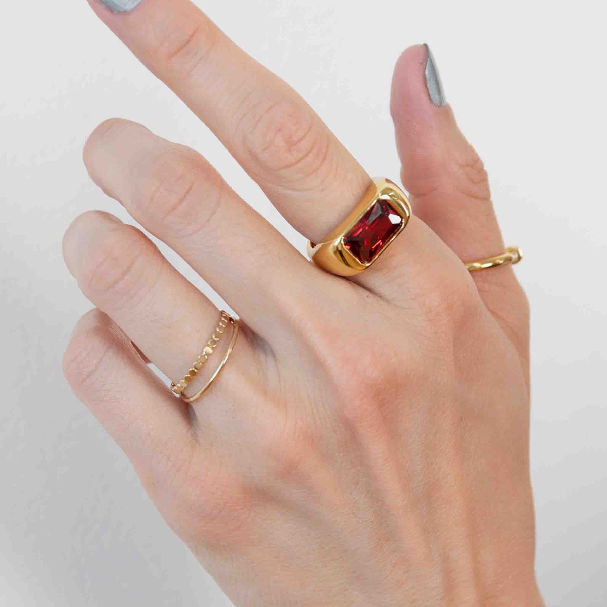 Chunky Bezel Ring | Statement CZ Cocktail Ring | Larissa Loden