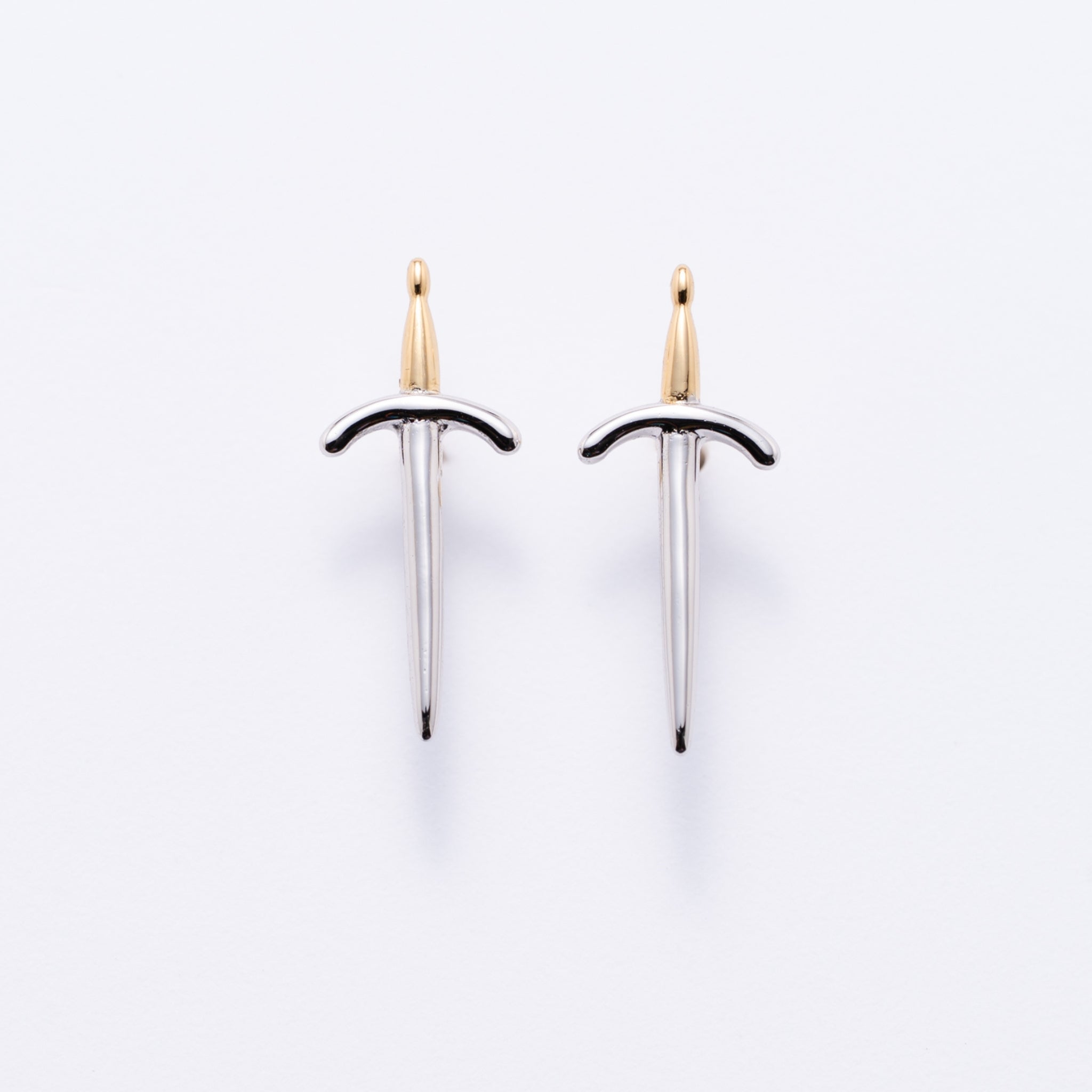 Handmade Dagger Sword Athame Cross Drop Earrings - Silver Plated, Nickel-Free, Gothic Pagan Style