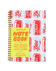 Notebook with Diet Coke can pattern on cover