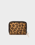 Leopard print wallet on a light gray background