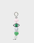 Decorative keychain with eye design on a white background