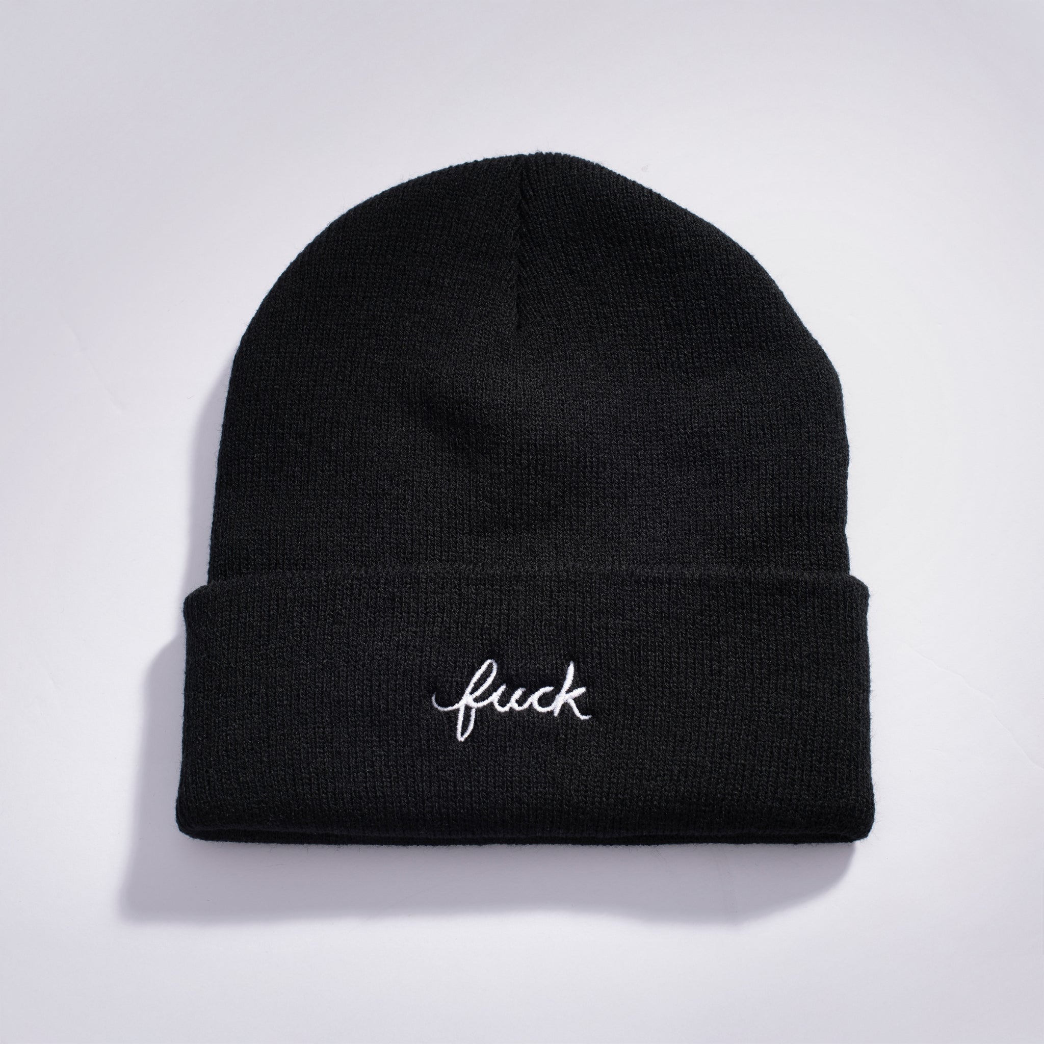 Fuck Script Beanie | Fall/Winter Knit Cuffed Cap | Larissa Loden