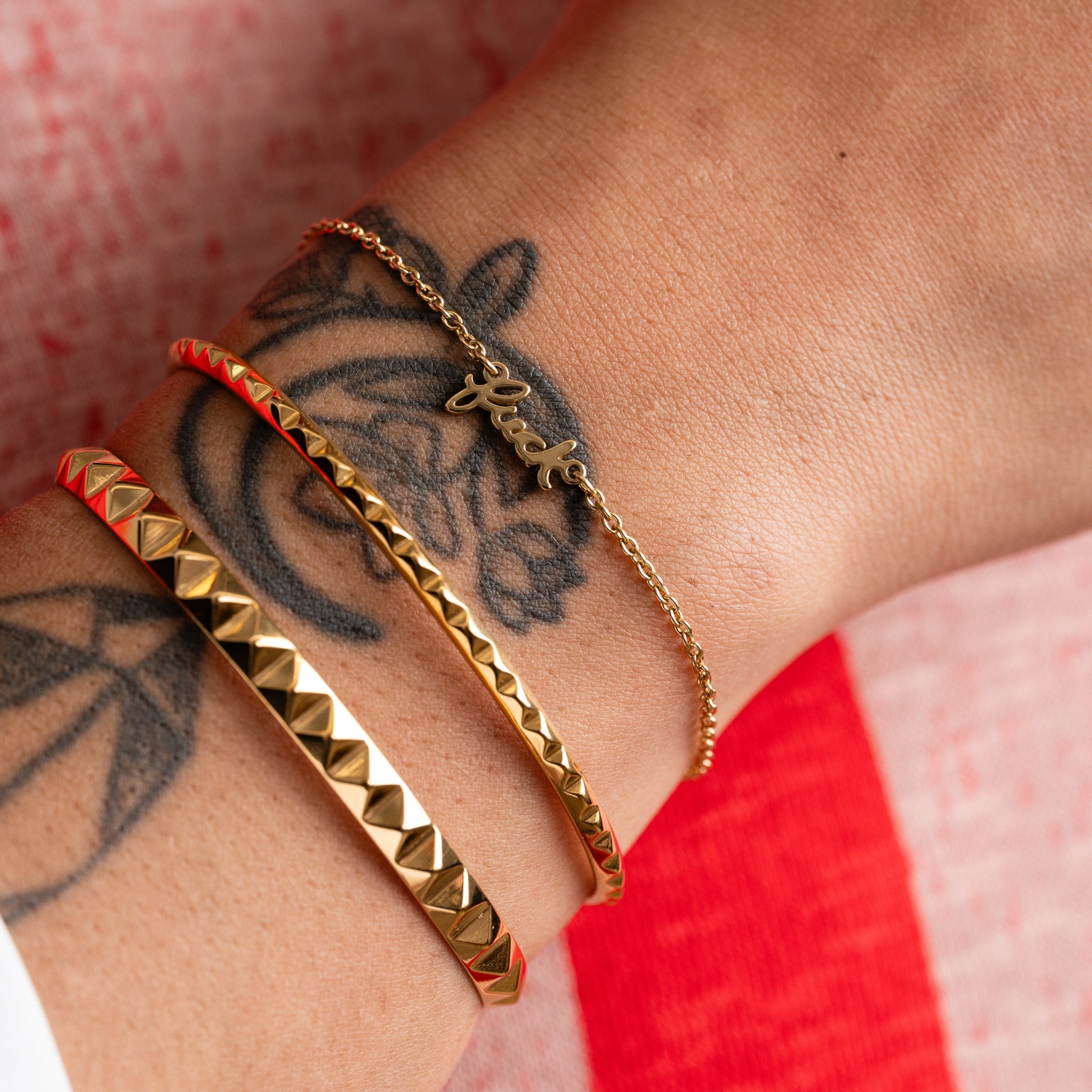 Fuck Script Bracelet | Gold or Silver Swear Jewelry | Larissa Loden