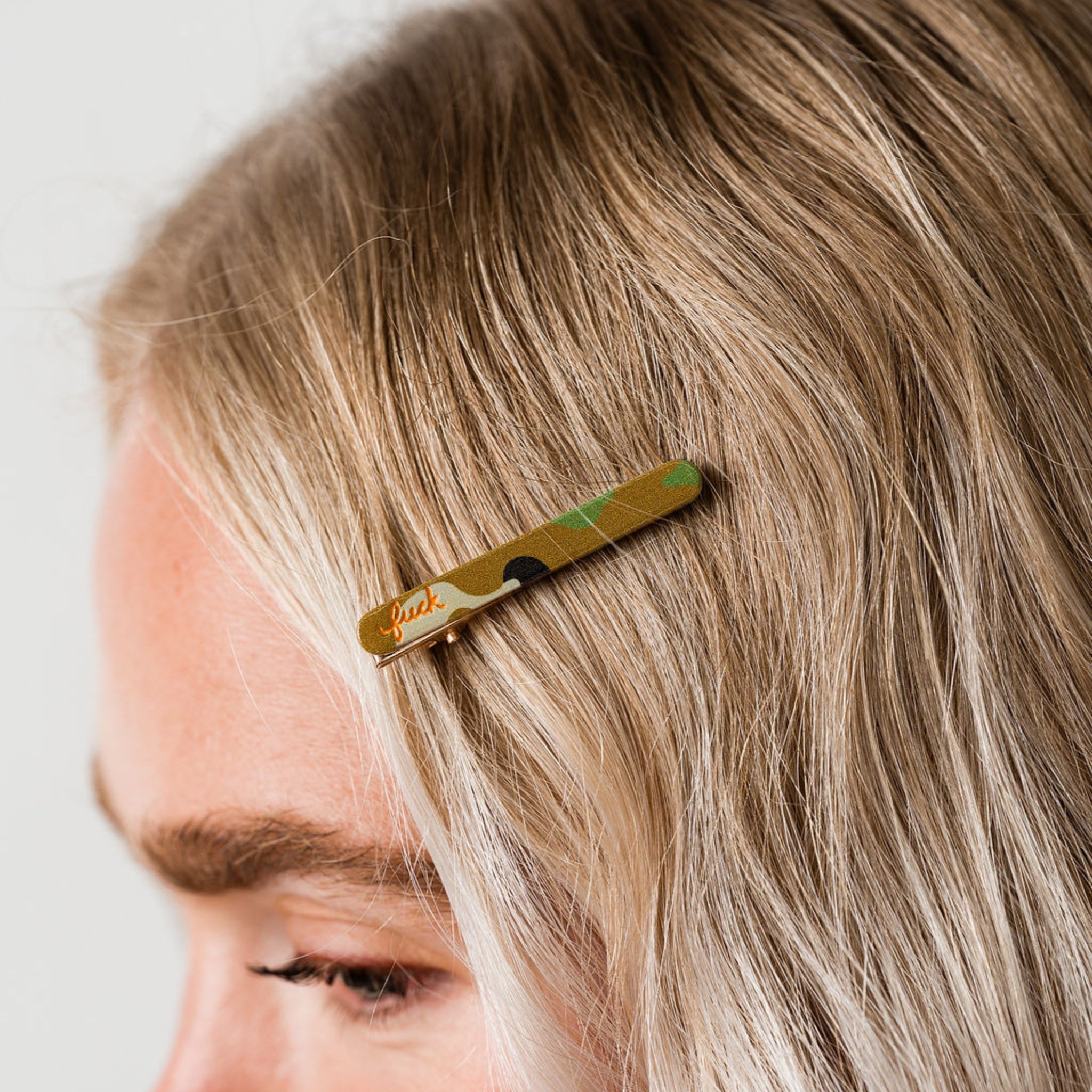 Camo Fuck Hair Clips | Eco-Friendly Acetate Set of 2 | Larissa Loden