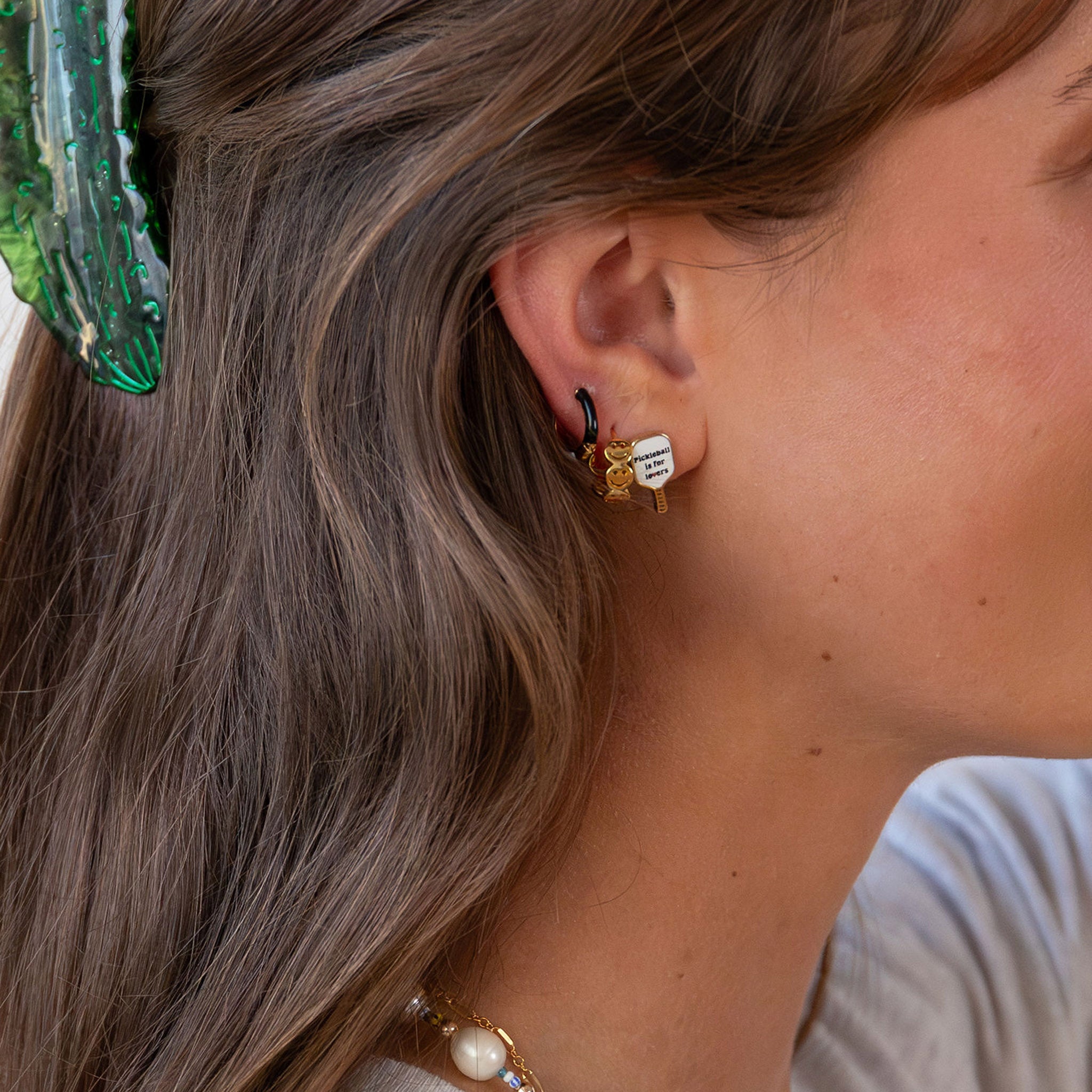 Two Tone Enamel Huggies | Reversible Hoop Earrings | Larissa Loden