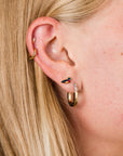 Mixed Metal Huggie Hoops