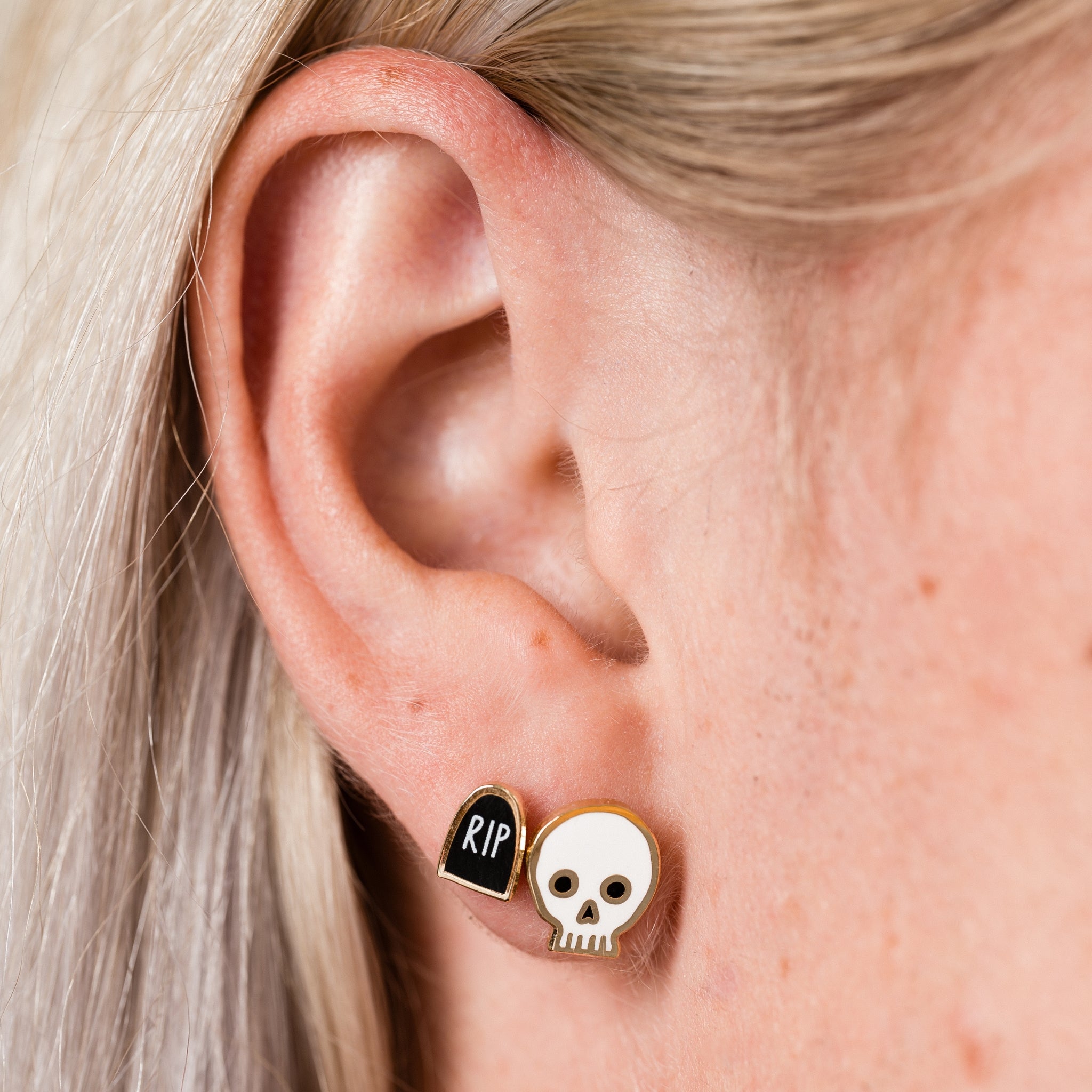 Skull Studs | Nickel-Free Halloween Earrings | Larissa Loden