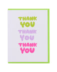 Card with 'THANK YOU' text in different colors on a white background