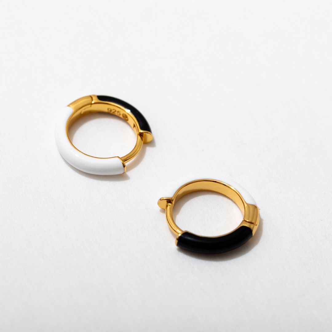 Two Tone Enamel Huggies | Reversible Hoop Earrings | Larissa Loden