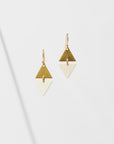 Larissa Loden Jewelry, Handmade in MN. Alta Earrings, A brass mini triangle accented with colored rubberized brass. Earrings are approx. 1 inch long. Gold filled and hypoallergenic ear wires.