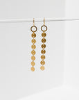 Larissa Loden Jewelry, Handmade in MN. Candra Earrings, Matte gold circle chain suspended from brass circles. Earrings are 2 1/4 inches long. Gold filled and nickel free ear wires.