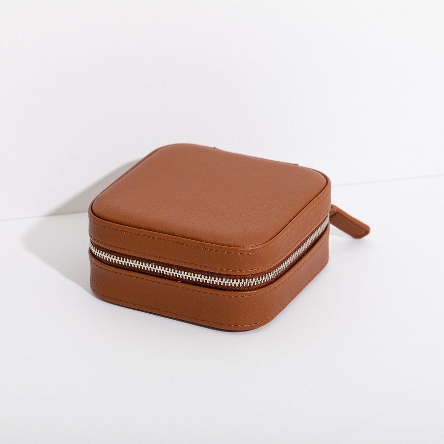 Small Travel Jewelry Case in Brown