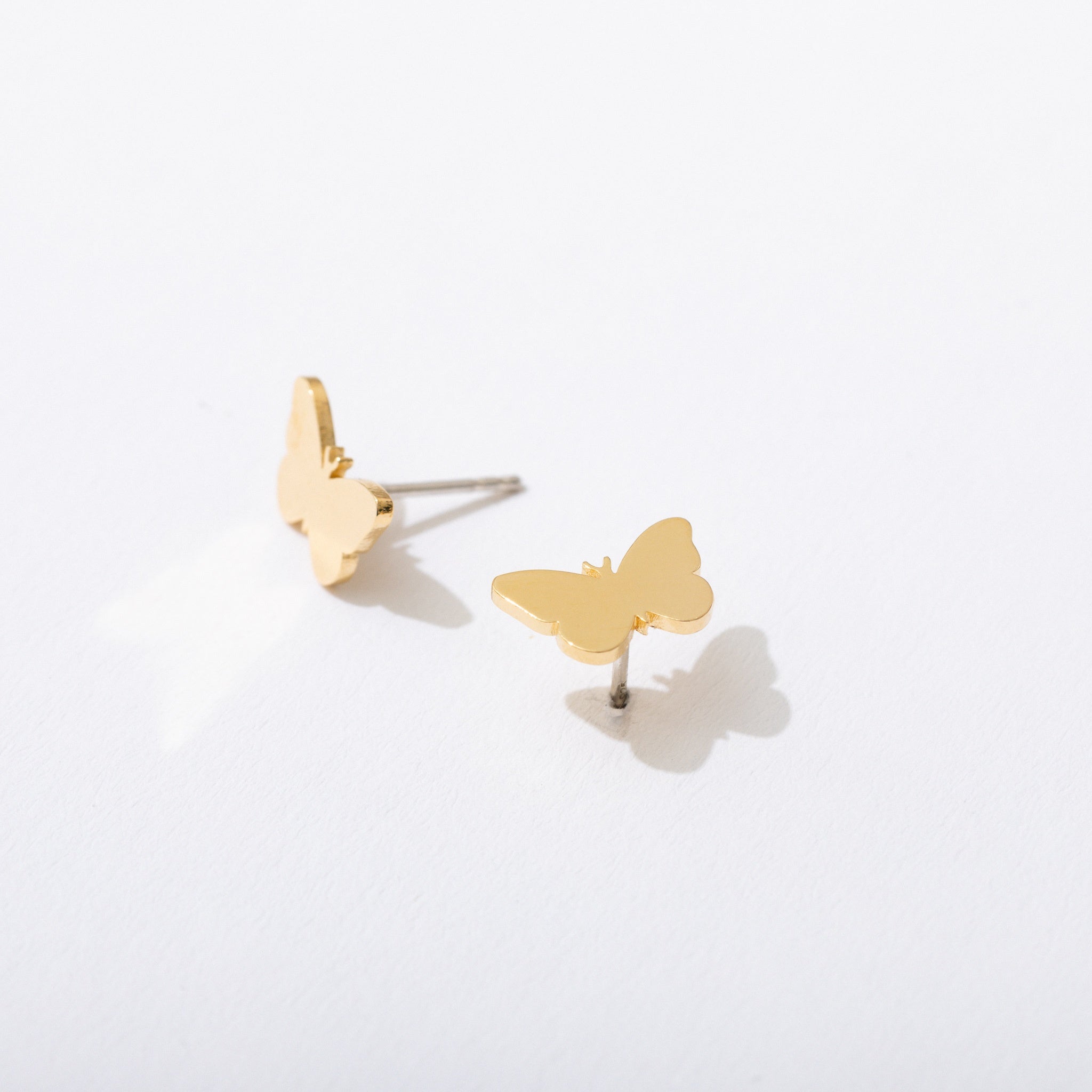 Little Butterfly Stud Earrings | Gold Plated Butterfly Hypoallergenic Post Earrings | Larissa Loden