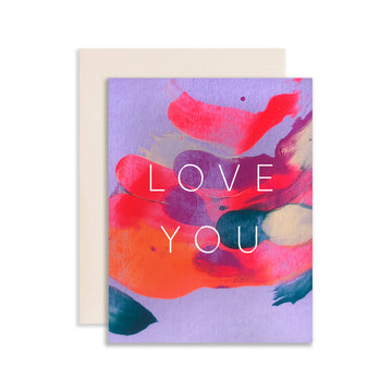 Love You Orchid Hand Painted Card by Moglea