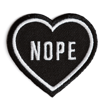 Nope Black Heart Embroidered Patch
