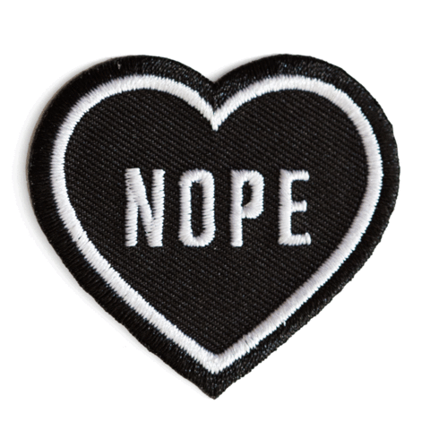 Nope Black Heart Embroidered Patch
