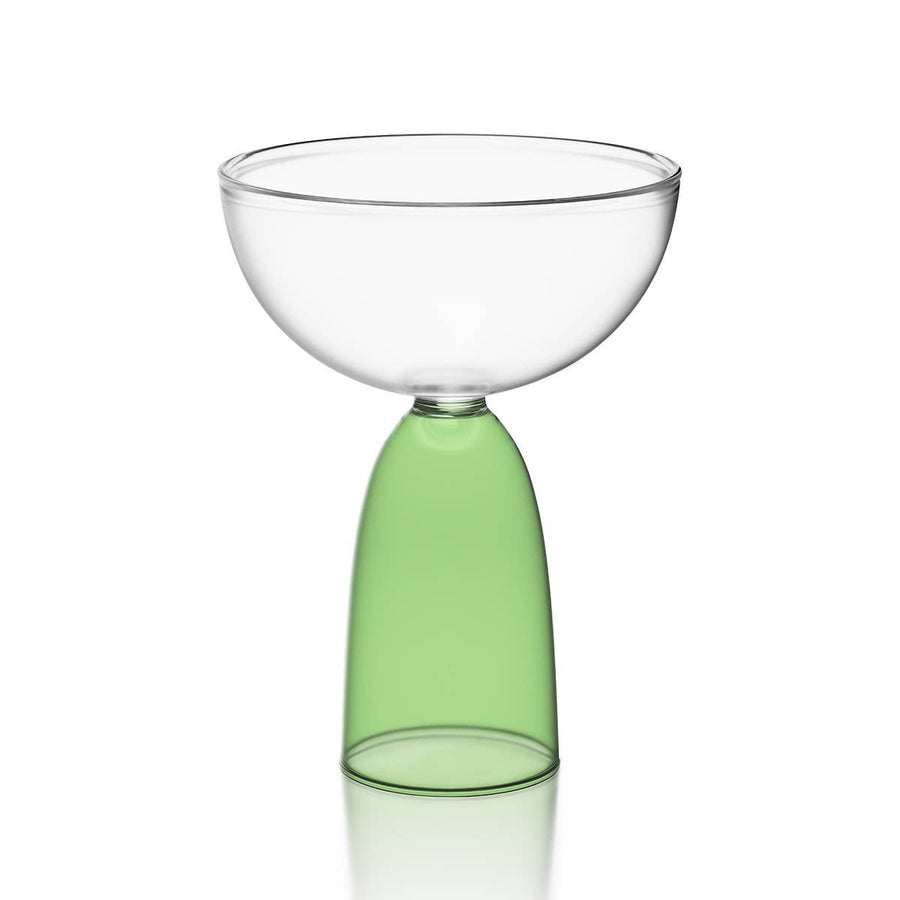 Coupe Glass in Clear & Green