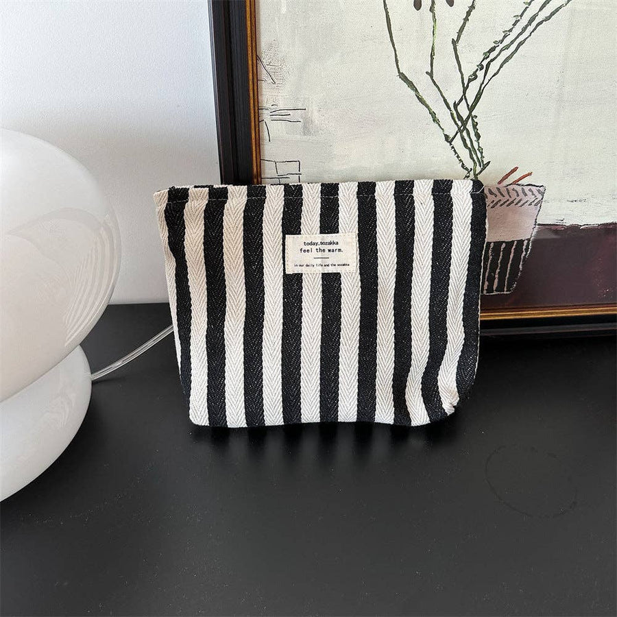 Black Striped Canvas Bag