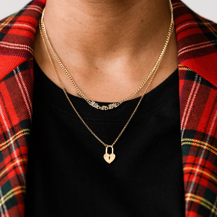 Alicia Necklace | Heart Lock Charm Pendant | Larissa Loden