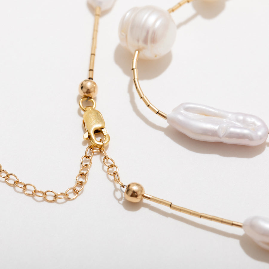 Liquid Gold Pearl Necklace