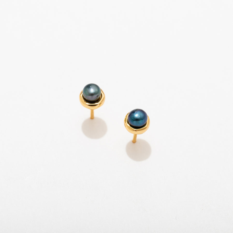 Pearl Bezel Studs