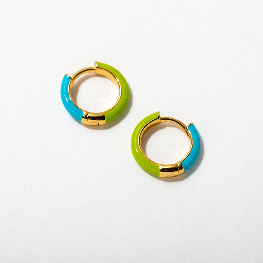 Two Tone Enamel Huggie Hoops