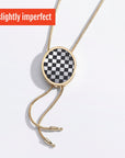 Slightly Imperfect Checkered Bolo Necklace