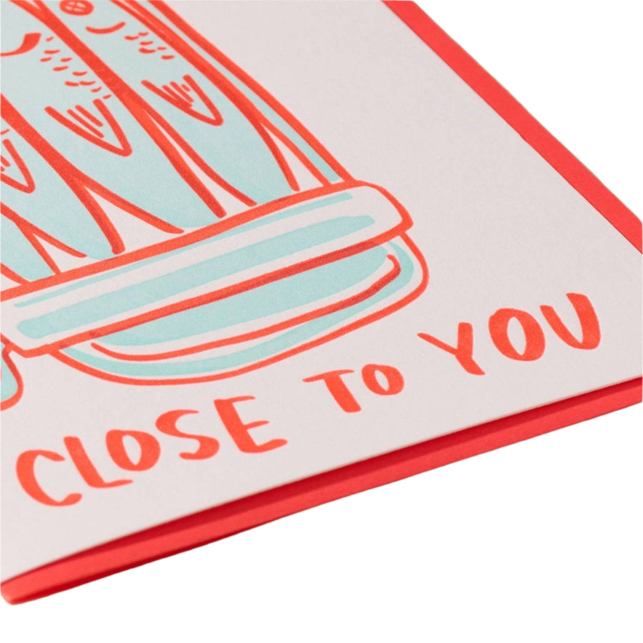 Card with a design of a hot chocolate mug and text 'Close to You' on a white background