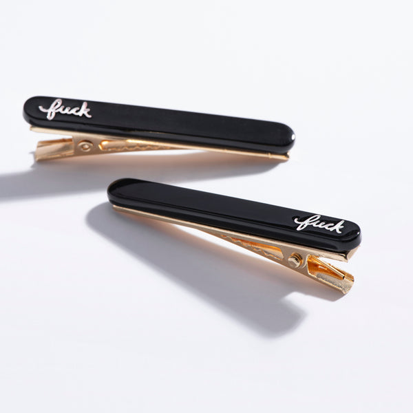 Fuck Script Hair Clips | Eco-Friendly Acetate Set of 2 | Larissa Loden