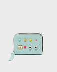 Eggshell Blue Studded Small Zip Around Wallet