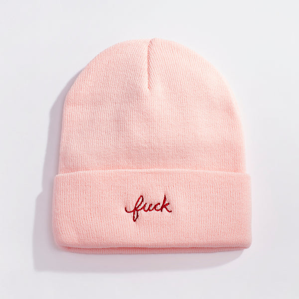 Fuck Script Beanie | Fall/Winter Knit Cuffed Cap | Larissa Loden