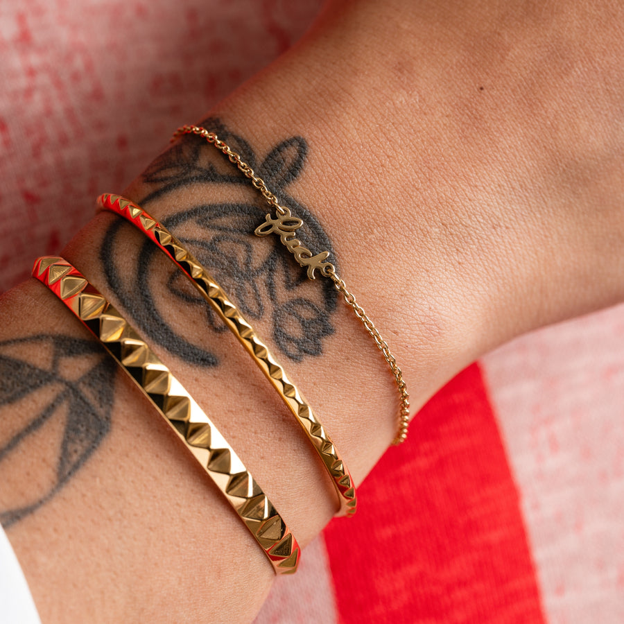 Fuck Script Bracelet | Gold or Silver Swear Jewelry | Larissa Loden