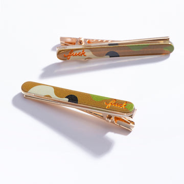 Camo Fuck Script Hair Clips