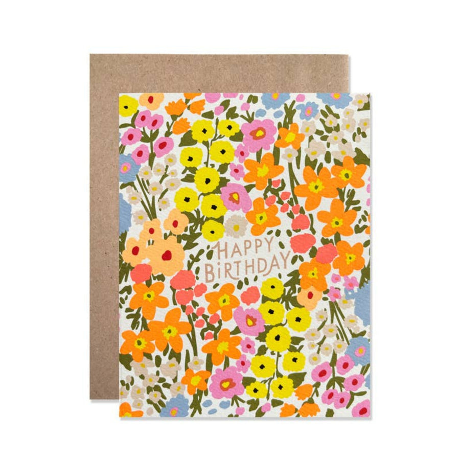 Floral birthday card with 'Happy Birthday' text on a white background