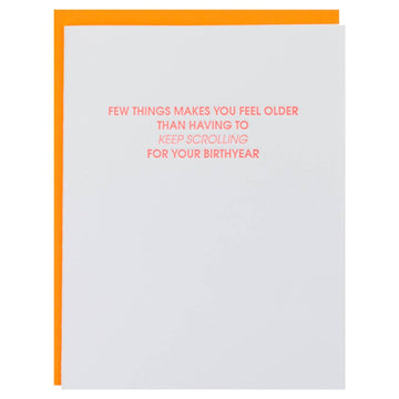 Greeting card with humorous text on a white background