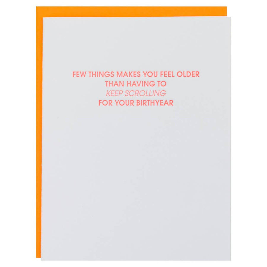 Greeting card with humorous text on a white background