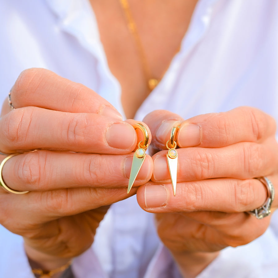 Opal Drop Huggie Hoops