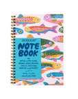 Notebook with colorful fish design on a white background